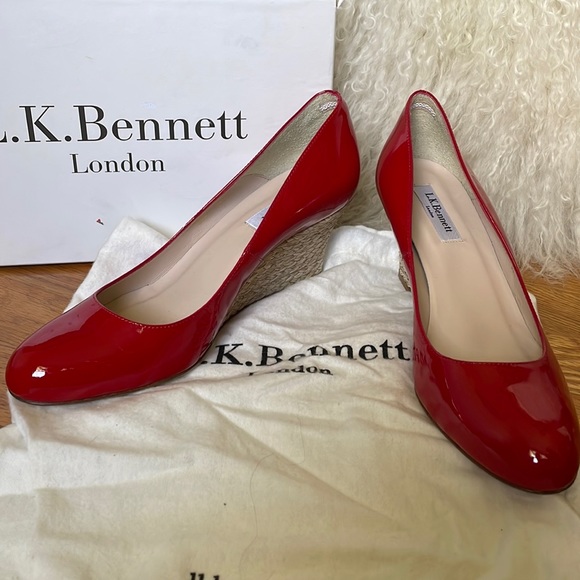 LK Bennett Shoes - NWT L.K. Bennett Red Patent Leather Wedge “Zella”